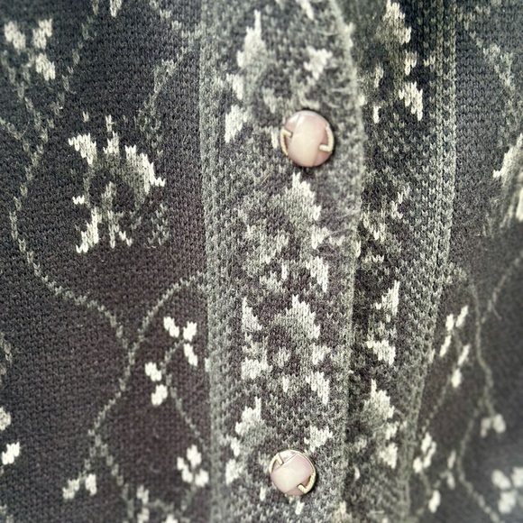 Indutexsa Womens Thick Knit Charcoal Gray Floral Jacket - Picture 4 of 12